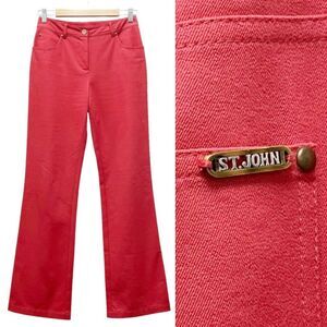 St. John Sport Red Stretch Cotton Twill High Rise Flare Pants Women’s Size 2